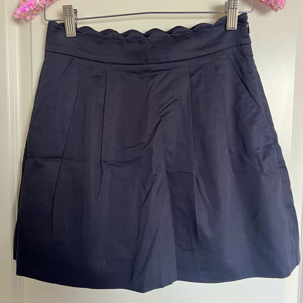 J. Crew Scallop Skirt Grey Navy
